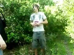 blowing twink in the woods