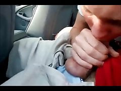 Twink boy blowjob in car