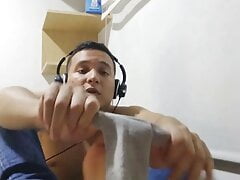 Latino shows feet while listening to music