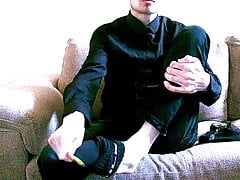 Foot fetish male strip taking off boots and socks